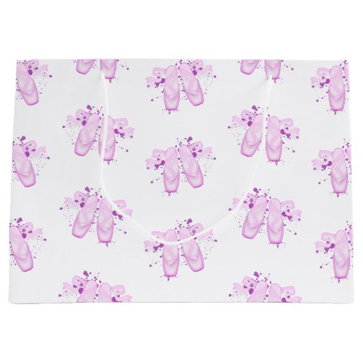 Grand Sac Cadeau Elégant Ballet Rose Anniversaire Pointe Chaussures (Devant)