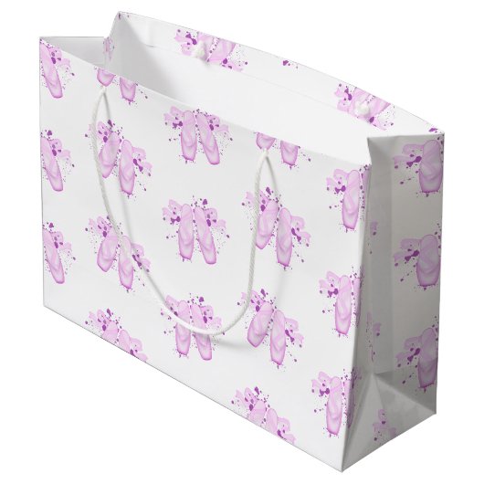 Grand Sac Cadeau Elégant Ballet Rose Anniversaire Pointe Chaussures (Dos Angle)