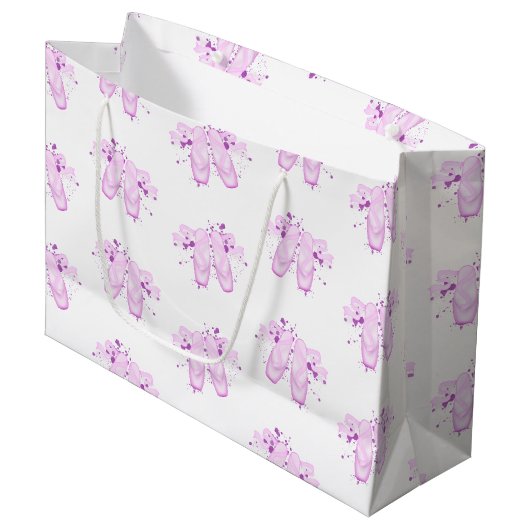 Grand Sac Cadeau Elégant Ballet Rose Anniversaire Pointe Chaussures (Devant Angle)