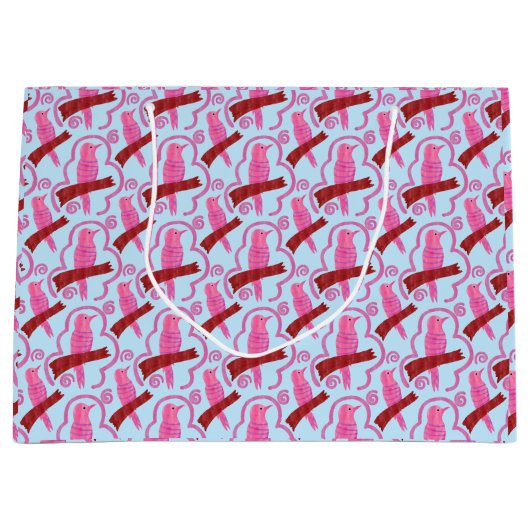 Grand Sac Cadeau Elegant birds Pattern Large Gift Bag (Devant)