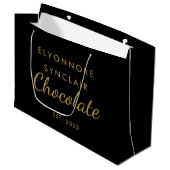 Grand Sac Cadeau Elegant Black Gold Script Chocolate (Devant Angle)