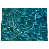 Grand Sac Cadeau Elégant bleu eau turquoise motif vagues de lac océ (Devant)