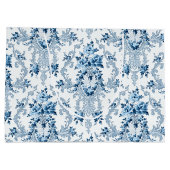 Grand Sac Cadeau Elégant bleu et blanc Rococo Floral (Dos)