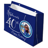 Grand Sac Cadeau Elégant bleu marine 40e anniversaire Photo (Devant Angle)