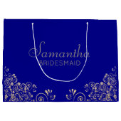Grand Sac Cadeau Elégant bleu or personnalisé Bridesmaid Grand G (Dos)
