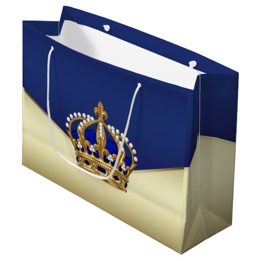 Grand Sac Cadeau Elégant Blue Gold Prince (Devant Angle)