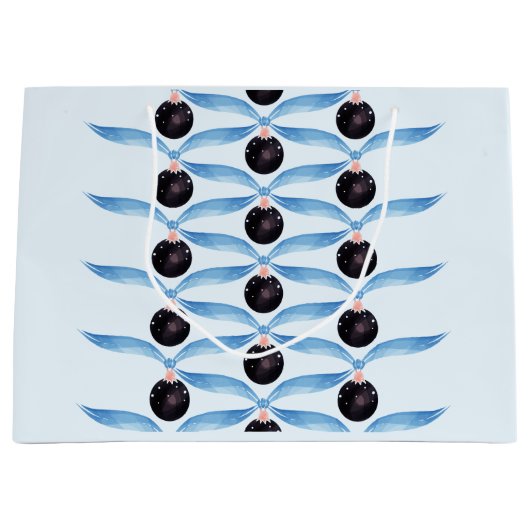 Grand Sac Cadeau Elegant Blue Ribbon and Black Ornament Gift Bag (Devant)