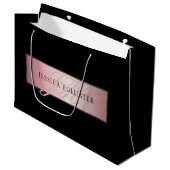 Grand Sac Cadeau Elégant Blush Faux Rose Gold | Nom et initiales (Devant Angle)