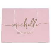 Grand Sac Cadeau Élégant Blush Pink Chic Gold Monogramme Script (Devant)