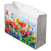 Grand Sac Cadeau Elégant boho rouge aquarelle Poppy Fields (Dos Angle)