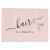 Grand Sac Cadeau Elégant ciseaux d'or rose moderne coiffeur (Dos)