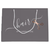 Grand Sac Cadeau Elégant ciseaux d'or rose moderne coiffeur (Devant)