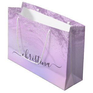 Grand Sac Cadeau Elégant dégradé moderne marbre parties scintillant
