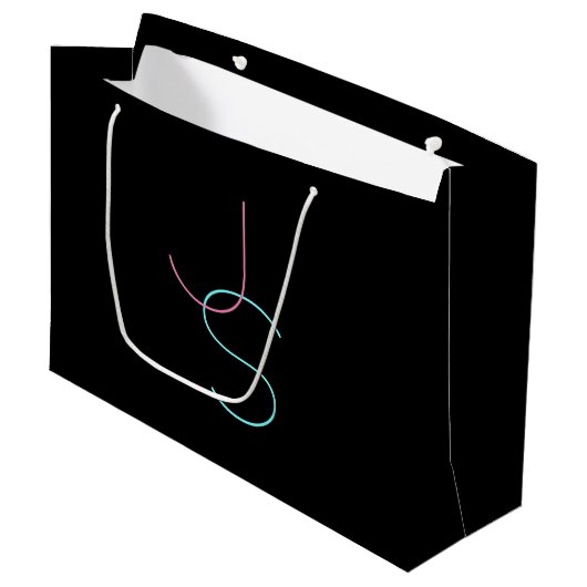 Grand Sac Cadeau Élégant Éditable Deux Initiales D'Apparence Modern (Devant Angle)