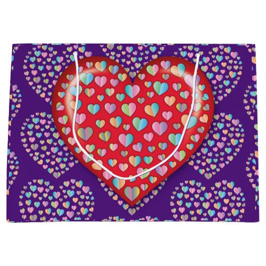 Grand Sac Cadeau Elégant Editibale Simple Coeur Design (Devant)