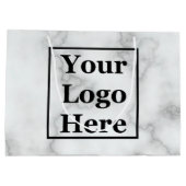 Grand Sac Cadeau Élégant Faux Marbre blanc Business Logo Modèle (Dos)