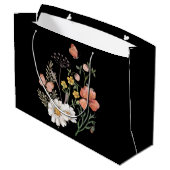 Grand Sac Cadeau Élégant floral noir (Dos Angle)