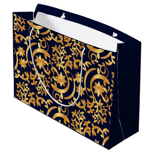 Grand Sac Cadeau Elegant gold and dark navy (Dos Angle)