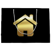 Grand Sac Cadeau Elegant Gold House Symbole Real Estate Design (Dos)