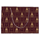 Grand Sac Cadeau Elegant Gold Nutcracker Christmas Damask (Dos)