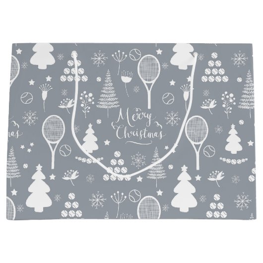 Grand Sac Cadeau Elegant grey and white tennis (Devant)