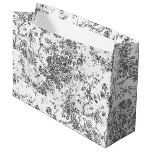 Grand Sac Cadeau Élégant Gris de Toile Vintage