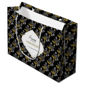 Grand Sac Cadeau Elégant Hanoukka Holiday Motif Gold (Devant Angle)