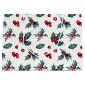 Grand Sac Cadeau Elégant Holly Berry Noël de Noël Rustique (Devant)