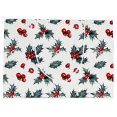 Grand Sac Cadeau Elégant Holly Berry Noël de Noël Rustique (Dos)