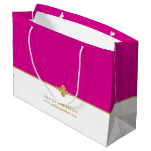 Grand Sac Cadeau Élégant Hot Pink Gold personnalisé