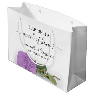 Grand Sac Cadeau Élégant Lilac Purple Rose Maid of Honor Mariage