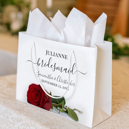 Grand Sac Cadeau Elegant Long Stemmed Red Rose Bridesmaid Wedding