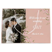 Grand Sac Cadeau Élégant Mariage blanc et Brown de Bohême (Devant)