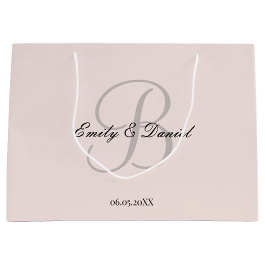 Grand Sac Cadeau Élégant mariage monogramme (Devant)