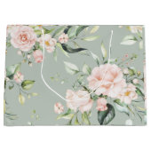 Grand Sac Cadeau Élégant Mariage vert Eucalyptus Rose Blush (Devant)