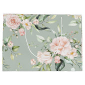 Grand Sac Cadeau Élégant Mariage vert Eucalyptus Rose Blush (Dos)