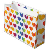 Grand Sac Cadeau Élégant minimaliste Rainbow Heart Design (Devant Angle)