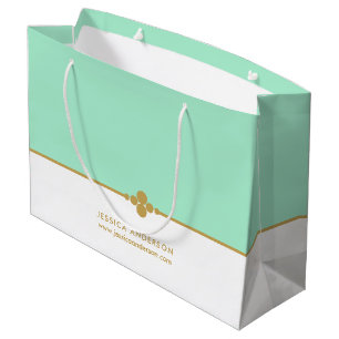Grand Sac Cadeau Elégant Mint Gold personnalisé