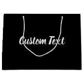 Grand Sac Cadeau Élégant Modèle de texte de script blanc sur noir (Devant)