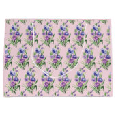 Grand Sac Cadeau Elégant modèle floral bleu violet tendance (Devant)