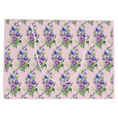 Grand Sac Cadeau Elégant modèle floral bleu violet tendance (Dos)