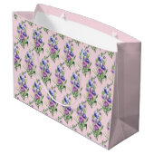 Grand Sac Cadeau Elégant modèle floral bleu violet tendance (Dos Angle)