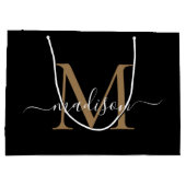 Grand Sac Cadeau Élégant Monogram Black Gold Elegant Nom de script (Dos)