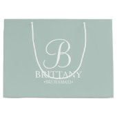 Grand Sac Cadeau Élégant Monogramme et nom de la servante (Devant)