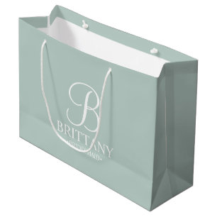 Grand Sac Cadeau Élégant Monogramme et nom de la servante