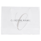 Grand Sac Cadeau Élégant Monogramme moderne | Gris et blanc (modifi (Dos)