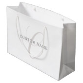 Grand Sac Cadeau Élégant Monogramme moderne | Gris et blanc (modifi (Dos Angle)