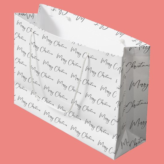 Grand Sac Cadeau Élégant Monotone noir blanc Joyeux Noël