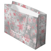 Grand Sac Cadeau Élégant Motif de Noël rose pastilles (Devant Angle)
