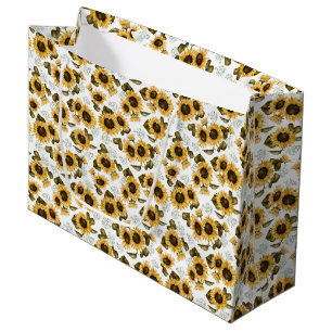 Grand Sac Cadeau Élégant Motif de tournesol